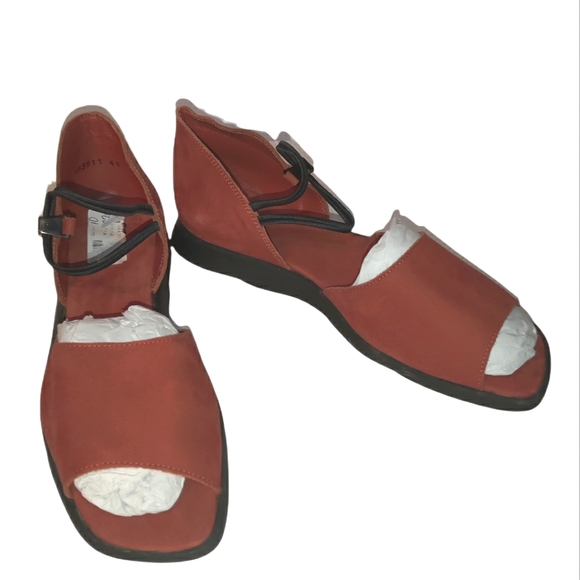 Arche Shoes - Arche Suede Made In France Terracotta D'orsay Open Toe Strap Comfort Sandals